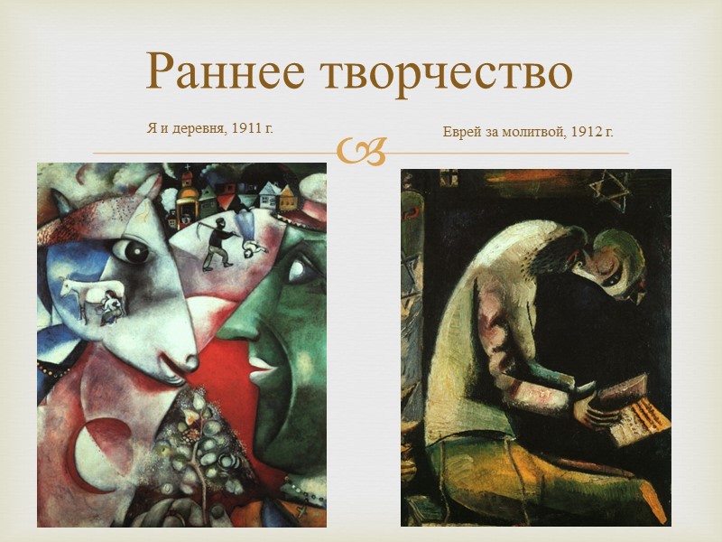 Раннее творчество Я и деревня, 1911 г. Еврей за молитвой, 1912 г.